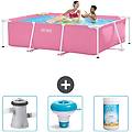 - piscina fuori terra rettangolo 220x150x60 cm rosa include accessori coordinati cb77