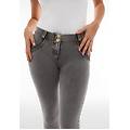 jeggings push up wr. up 7/8 superskinny jersey organico gray jeans-yellow seams donna extra large