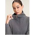 felpa donna full-zip effetto tricot con collo alto grey melange donna small
