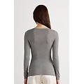 maglia manica lunga ultralight con cashmere e scollo a barchetta donna grigio taglia l