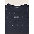 t-shirt in jersey modal con strass e taglio arrotondato dark sapphire donna medium