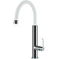 dove mkkdov96 miscelatore monocomando con canna girevole in acciaio e bianco per cucina e bagno