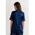 camicia maniche corte in seta taglio uomo donna blu taglia s