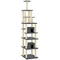 - albero per gatti con tiragraffi in sisal grigio scuro 216 cm