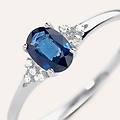 anello solitario charlotte oro bianco zaffiro diamante collezione charlotte misura 56 oro bianco