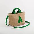 borsa a mano lettera a zante borsa a ma naturale/verde taglia unica