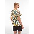t-shirt scollo a v in jersey modal stampa tropical all over white allover flower donna large