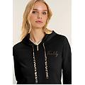 felpa in jersey con zip e cappuccio crinkle nero donna medium