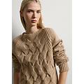 - maglione beige a maniche lunghe con lavorazione a trecce donna beige scuro taglia xs