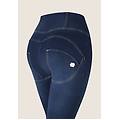 jeggings wr. up vita alta decorati da cucitura centrale denim indigo+beige seams donna extra small