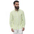 camicia lino manica lunga bianco-verde