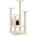 - albero per gatti con pali tiragraffi in sisal crema 110 cm