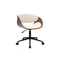 sedia da ufficio con ruote design in legno scuro e tessuto effetto velluto beige bent
