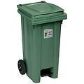 bidone spazzatura carrellato con pedale 120 l verde