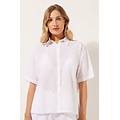 camicia corta in sangallo donna bianco m/l