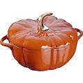 casseruola a forma di zucca in ghisa per induzione colore rosso con maniglie e coperchio diam. 24cm