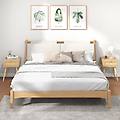 set di 2 comodini in rattan con decorazione intrecciata a mano tavolini da letto boho in legno stile