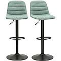 sgabelli da bar regolabili in tessuto effetto velluto testurizzato celadon e metallo (confezione da