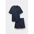pigiama corto in cotone mercerizzato stampa pois filo premium uomo blu taglia s