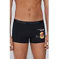 boxer in cotone stampato bordi a contrasto con logo uomo nero tama&ntilde;o s