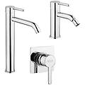 set miscelatori lavabo alto + bidet + incasso doccia rubinetteria sunset ottone cromato per piletta