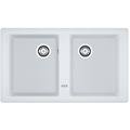 lavello integrato 2 vasche boston l 86 x l 50 cm bianco