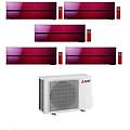 climatizzatore penta split kirigamine msz-ln rosso 9+9+12+12+18 con mxz-5f102vf inverter r-32 wi-fi
