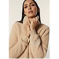 felpa donnacon zip e collo alto in tessuto teddy humus donna small