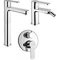 set miscelatori lavabo alto + bidet + incasso doccia con deviatore rubinetteria eolo ottone cromato