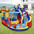 parco acquatico 6 in 1 con scivolo curvo e compressore 450 w castello a forma di nave per bambini