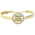 bangle one day or day one. you decide. in acciaio dorato e strass collezione lady message