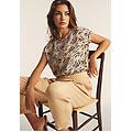 t-shirt in viscosa animalier con spacchi dotati di zip white zebra animalier donna large