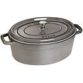 casseruola ovale in ghisa per induzione colore grigio con maniglie e coperchio diam. 29cm