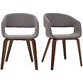 sedie design in tessuto grigio chiaro e base in legno scuro (set di 2) slam