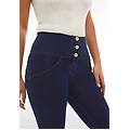 jeggings push up wr. up 7/8 superskinny vita alta con bottoni dark jeans-yellow seam donna xxs