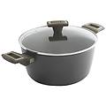 casseruola terra alto spessore casseruola antiaderente alluminio con coperchio e 2 maniglie soft