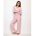 pantalone lungo con ricami basic modal cotton rib / rosa argilla / s rosa argilla