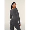 tuta jumpsuit wr. up effetto push up con fondo a zampa medium grey denim-black seams donna medium