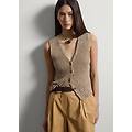 - top in misto cotone beige regular fit con bottoni donna beige melange taglia xs