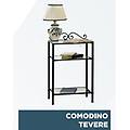 comodino in ferro battuto nero grafite e bianco satinato (nero grafite)