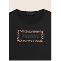 t-shirt manica corta con grafica animalier e logo nero donna extra large