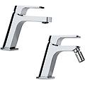 set miscelatori lavabo + bidet rubinetteria twilight ottone cromato per piletta di scarico click