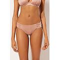 brasiliana con drappeggio costume shiny satin donna rosa chiaro xs