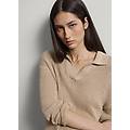 - pullover in puro lino beige regular fit con collo polo donna sabbia taglia xs