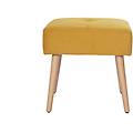 sgabello basso in tessuto effetto velluto testurizzato giallo senape e legno massello chiaro h46