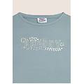 t-shirt manica corta con decori floreali e borchie azzurro donna extra large