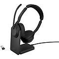 evolve2 55 auricolare con cavo e senza cavo a padiglione ufficio bluetooth base di ricarica nero