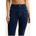 jeans push up wr. up flare sostenibili in denim washed denim indigo+beige seams donna xx large