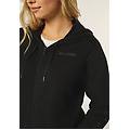felpa donna oversize cappuccio e zip con logo ricamato black-allover leaves black donna extra large