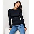 maglia scollo a barchetta basic in tencel modal con seta / nero / m nero